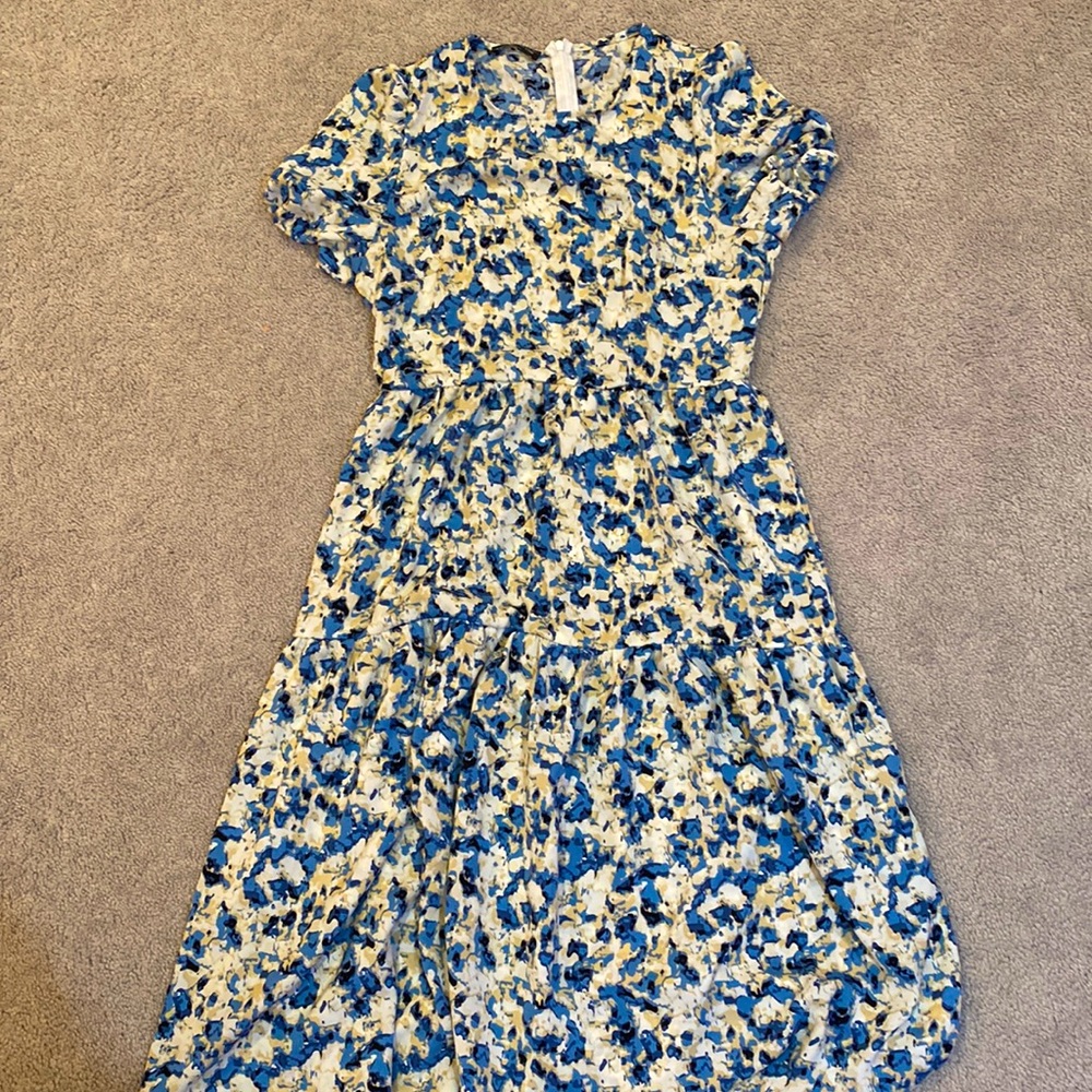 Puff Sleeve Allover Print Dress